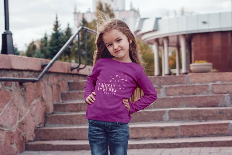 Little Girl Posing on Stairs
