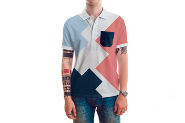 Tattooed Man with an Abstract Polo Shirt