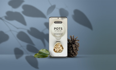 Vertikale Galaxie S20 auf Blauem, Schattigem Hintergrund