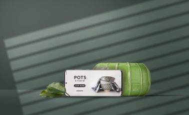 Horizontale Galaxie S20 auf Grünem, Schattigem Hintergrund