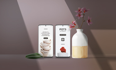 Zwei Galaxy S20 Smartphones mit einer Blumenvase