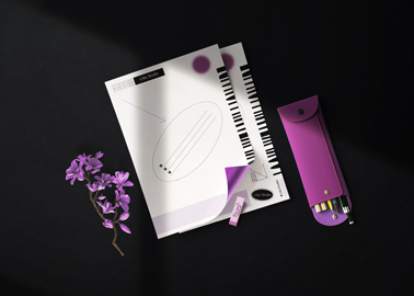Business Flyers, Pen Case, and Lilacs