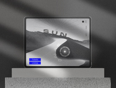 Horizontal iPad on a Rock Podium Stand