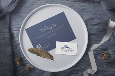 Love Cards on a Plate with Ornaments