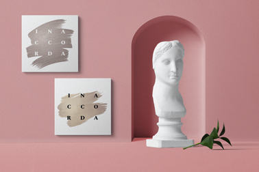 Two Square Wall Frames with a Sculpture