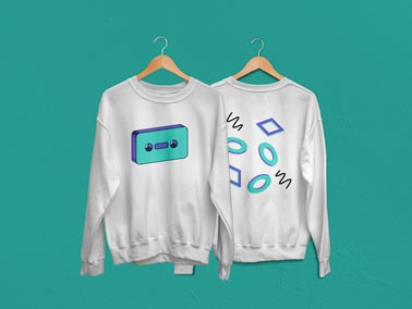 Two White Sweatshirts on Wooden Hangers