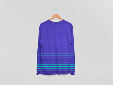 Back View of a Blue Sweatshirt on a Hanger