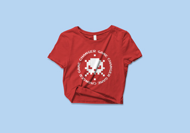 Orange Crop Top on a Blue Background