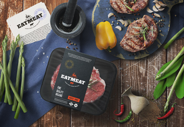 Meat Package with Steaks and Ingredients