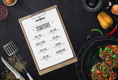 Clipboard Menu on a Cooking Table