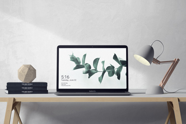 Laptop with a Lamp and Books on a Desk