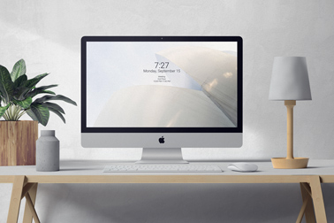 Clean iMac Workspace with Decors