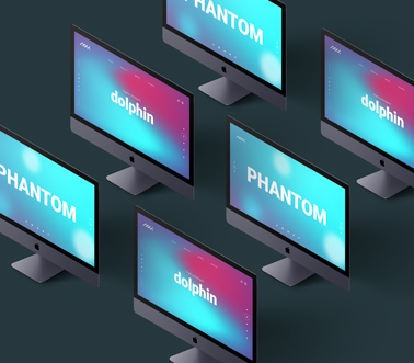 Multiple iMacs on a Black Background