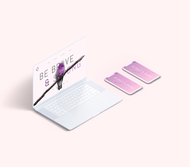 White MacBook with Two iPhones