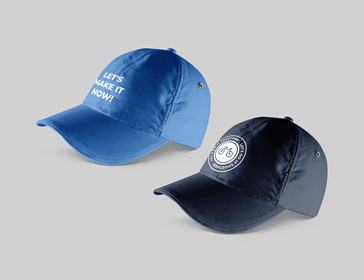 Two Sports Caps Angle View