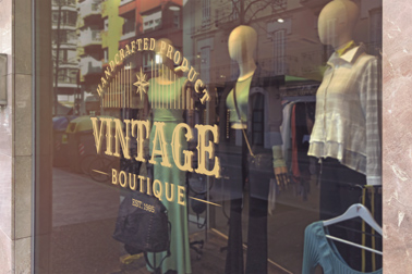 Boutique Window Signage Right Side View