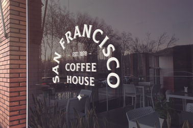 Logo Signage on a Coffee Shop Window