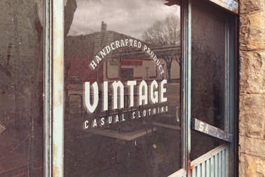 Vintage Window Signage Left Side View