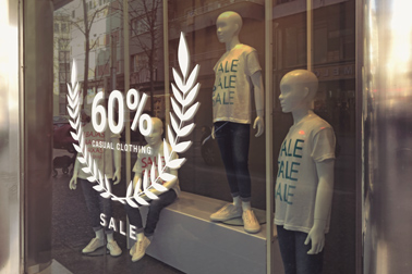 Discount Signage on a Boutique Window