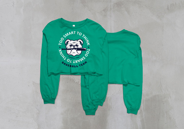 Deux sweatshirts courts, vues de face et de dos