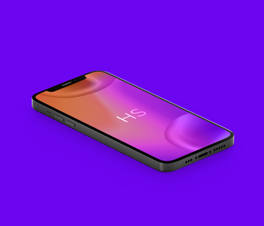 Tilted iPhone 12 Lying on a Blue Surface