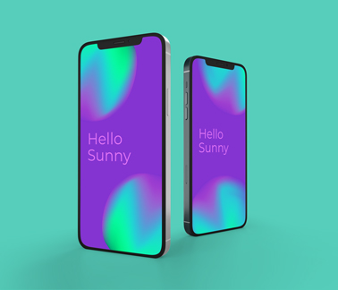 Two iPhone 12 Models on a Green Background