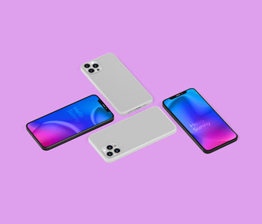 Four Isometric iPhone 12 Models Front and Back