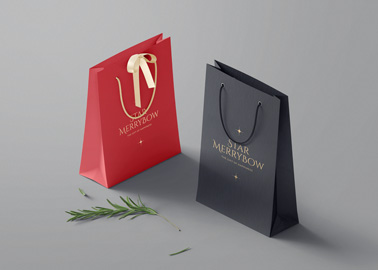 Two Paper Bags with a Fir Branch
