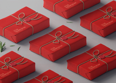 Multiple Christmas Packages with String Bows