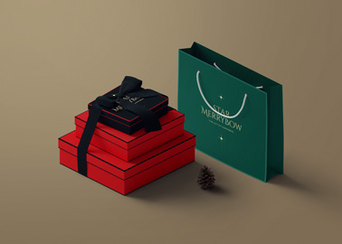 Stack of Gift Boxes with a Paper Bag
