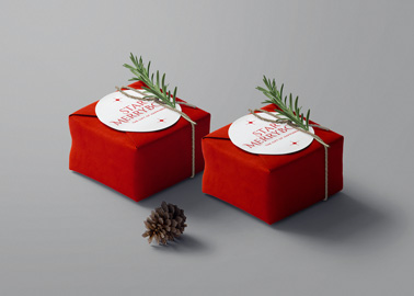 Two Gift Boxes with Christmas Ornaments