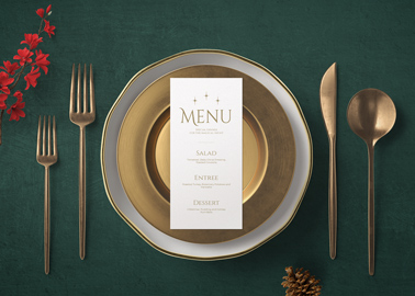 Christmas Dining Table with a Menu Leaflet