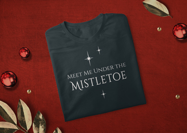 Folded T-shirt on a Christmas Background