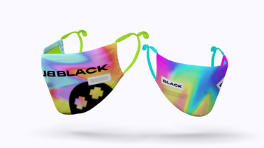 Two Colorful Face Masks Side View