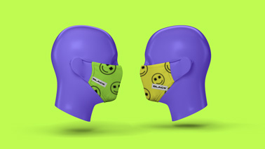 Two Face Masks on Mannequin Heads