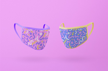 منظور جانبي لاثنين من أقنعة الوجه المنقوشة