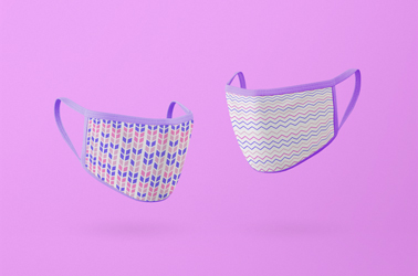 منظور جانبي لاثنين من أقنعة الوجه الملونة 