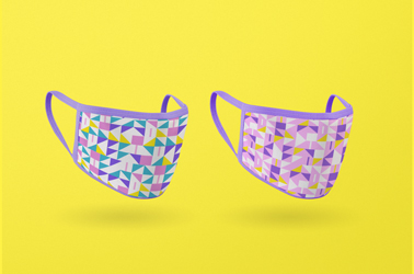 منظور من الجانب الأيسر لاثنين من أقنعة الوجه الملونة 