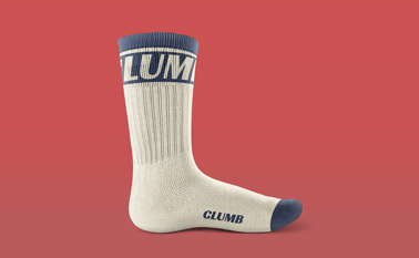 Left Crew Sock on a Red Background