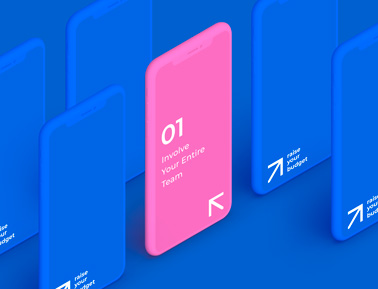 Multiple Clay iPhones on a Blue Surface