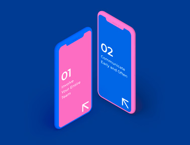 Two Clay iPhones on a Blue Surface