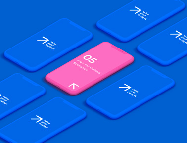 Isometric Clay iPhones from the Right Side