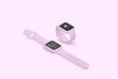 Deux Apple Watches sur une surface rose