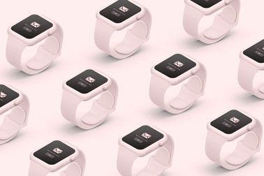 Apple Watches isométriques sur une surface beige