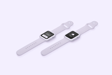Deux Apple Watches sur une surface violette