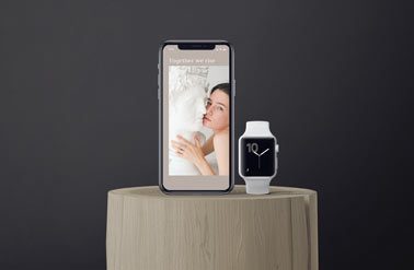 iPhone and an Apple Watch on a Podium Stand