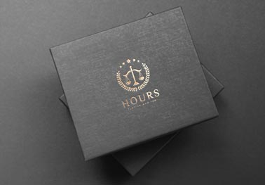 Logo on a Black Cardboard Box