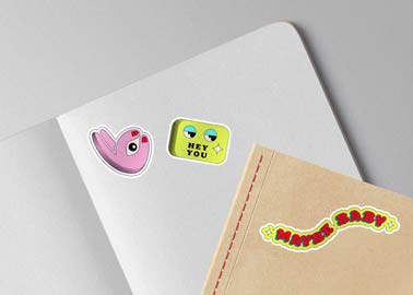 Zoom-in View of Stickers on Notebooks