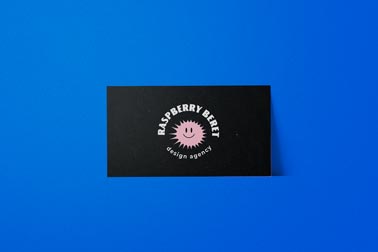 Business Card on a Blue Surface