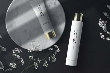 Cosmetic Tube and a Bottle with Flowers